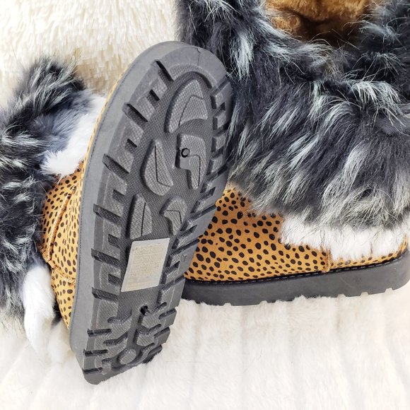 Chi Chi Cheetah Print Faux Fur Thick Lined Winter Boots - Picture 11 of 12